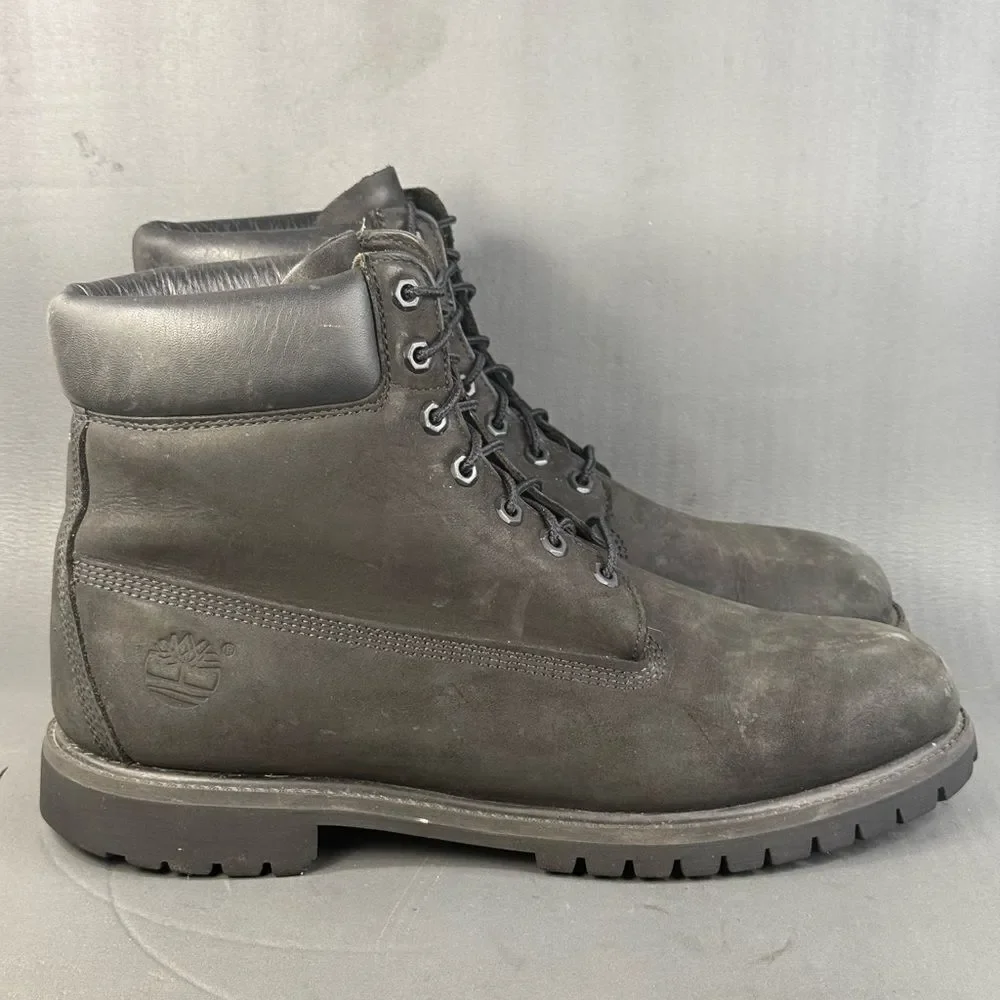 Timberland Men's 6 Inch Premium Waterproof Boots Black Nubuck Size 13